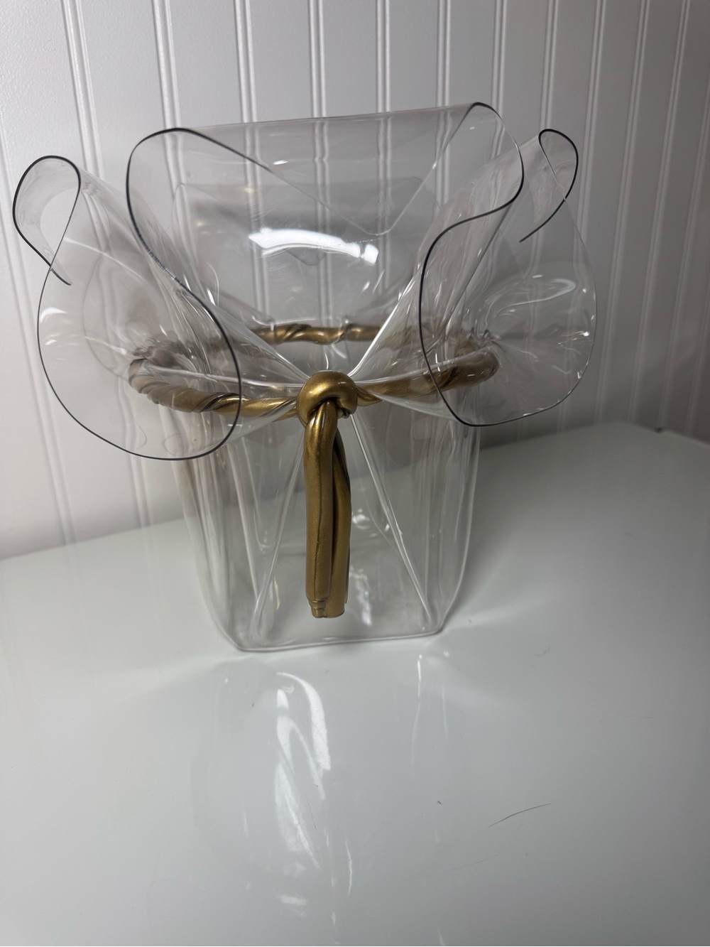 Vintage Clear Handkerchief Vase/Basket